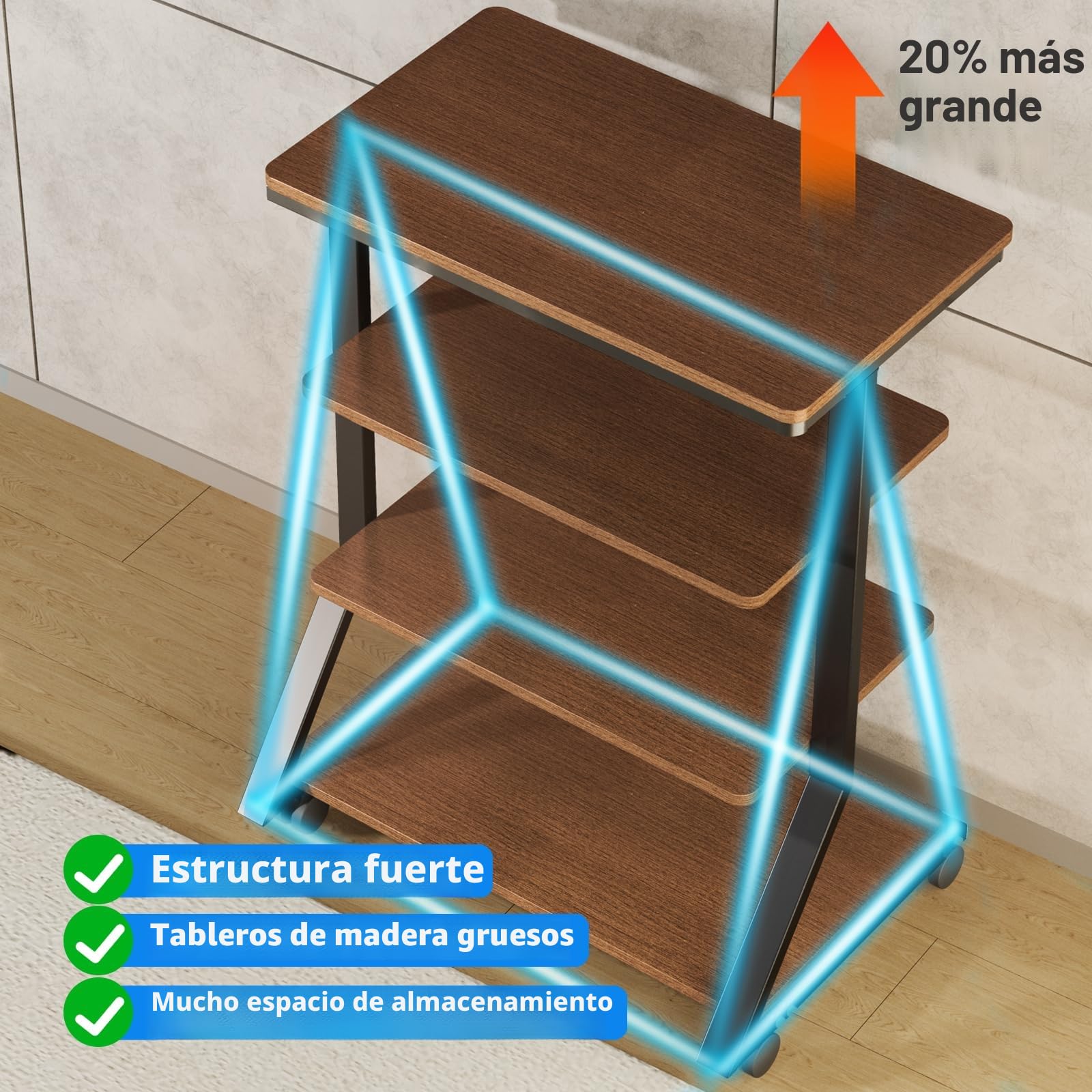 5Rcom Estantes y Soportes de Alta fidelidad, Estante de Audio, Estante de 4 Niveles, estantes de Madera para Tocadiscos, Reproductor de DVD, Unidad de Entretenimiento, Multifuncional, Altura