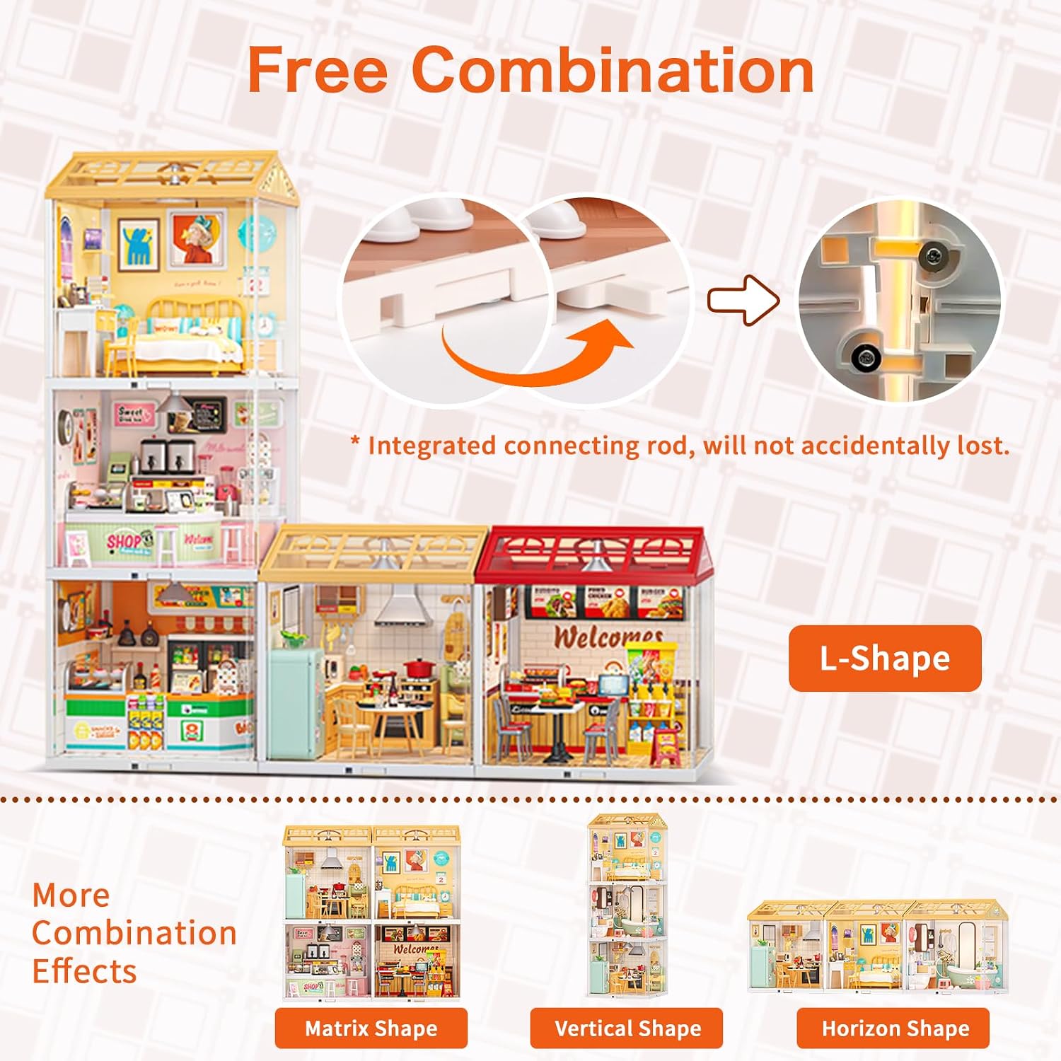 LED Building Blocks for Adults, 1:24 DIY Miniature Dollhouse Kits with Roof & Dustproof Cover, Tiny House Toy Building Sets for Kids Ages 8-12-15, Birthday Hobbies Gift for Men Women Boy Girl