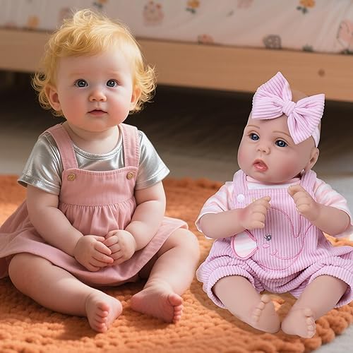 Miniatura 52 de Milidool Muñecas de bebé Reborn realistas, muñeca de bebé de silicona realista de 22 pulgadas, cuerpo suave, muñeca recién nacida con accesorios