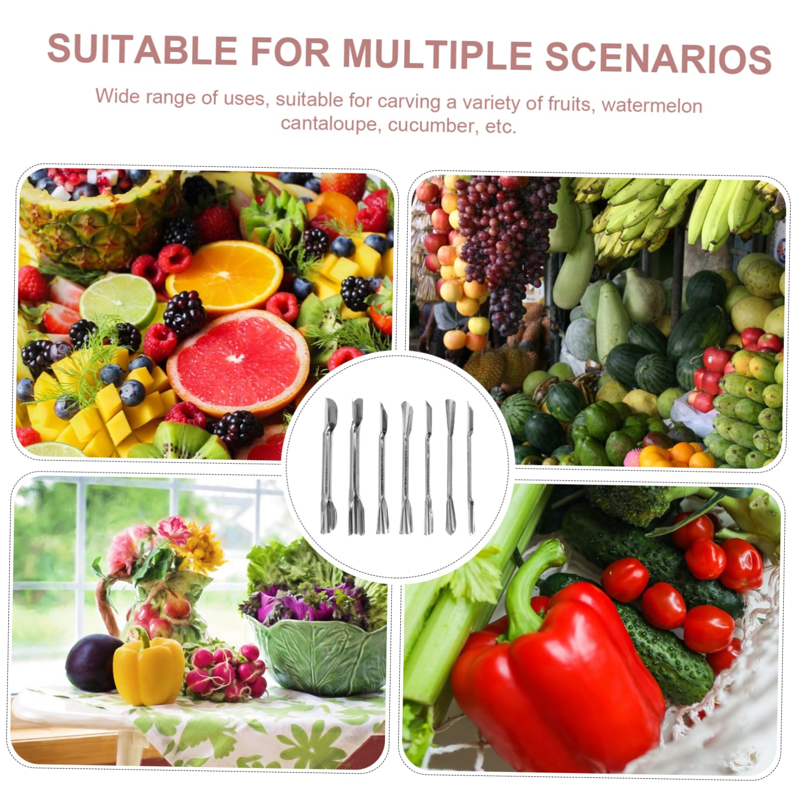 COLLBATH Double-headed Fruit Vegetable Carving Knives 7-piece Set High Hardness Wear Resistance Culinary Tool