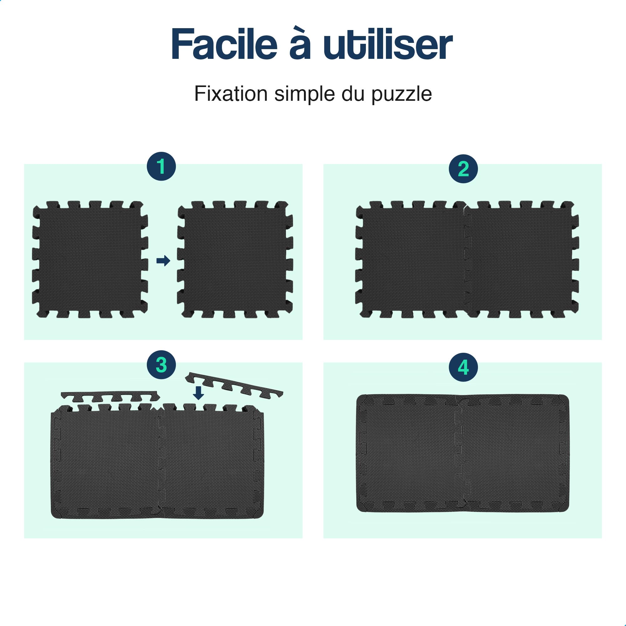 Hulser Tapis puzzle de fitness - 30 x 30 x 1 cm - Tapis de protection de sol pour salles de sport et maison - Pour appareils de fitness - d'entraînement