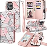 Wallet Case Compatible with iPhone 15 (6.1 inch) 2023 Luxury ID Cash Credit Card Slots Holder Carrying Pouch Folio Flip PU Leather Cover [Detachable Magnetic Hard Case] with Strap [Marble]