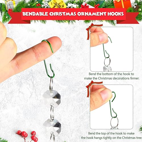 Miniatura 46 de Hotop Ganchos para adornos de Navidad, ganchos para adornos de Halloween, gancho colgante de alambre de metal flexible con caja de almacenamiento Oro