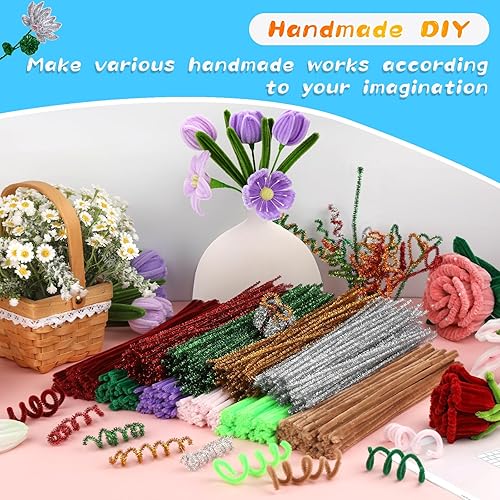 Vista 85 de 100 limpiapipas, limpiapipas para manualidades, creativos para hacer flores, tallos de chenilla, limpiadores de tuberías, flores, suministros