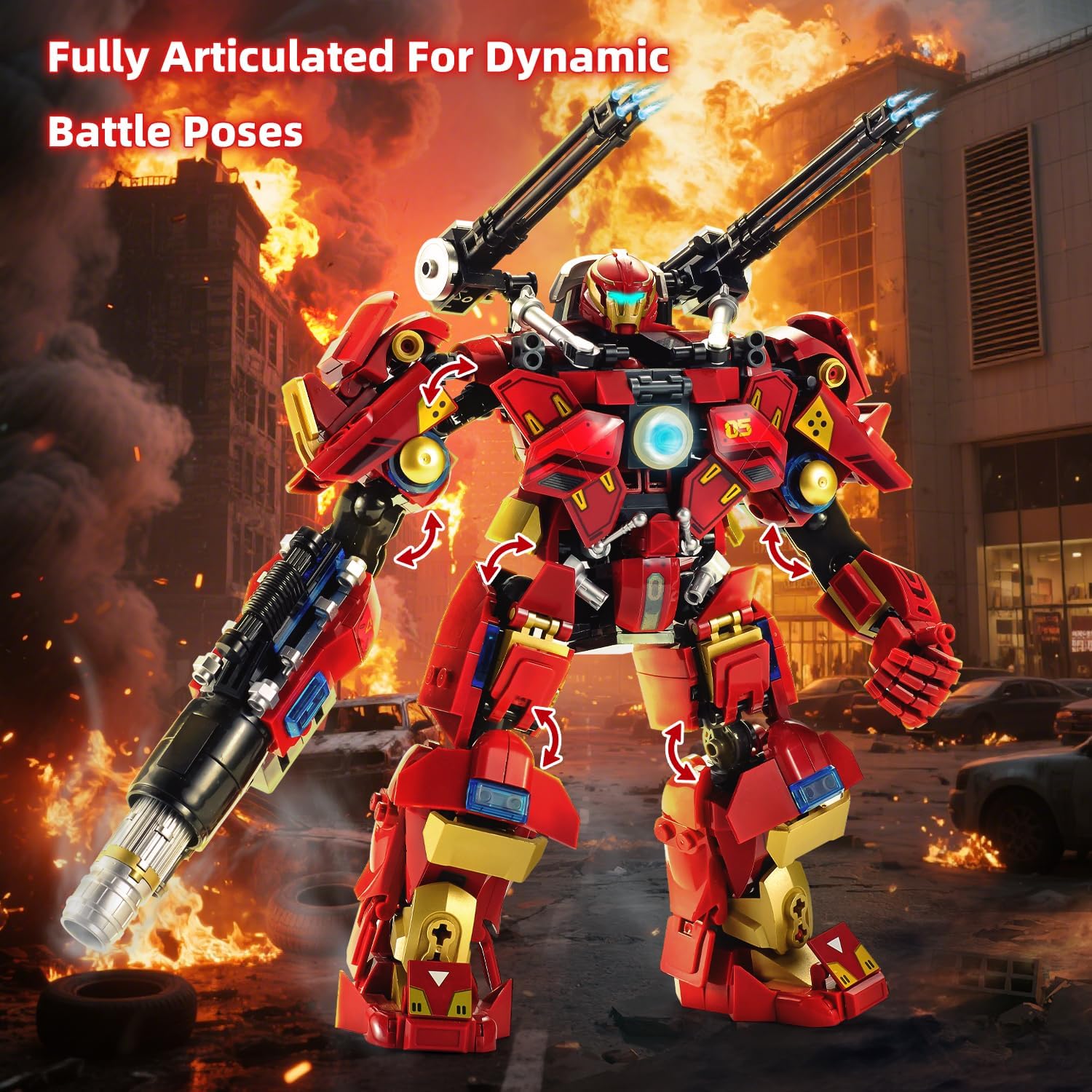 City Iron Warrior Mecha Building Sets,Mech Armor Building Blocks Model Kits,Robot Action Figure Toy Playset for Kids, for Boys and Adults Age 6 8 10 14