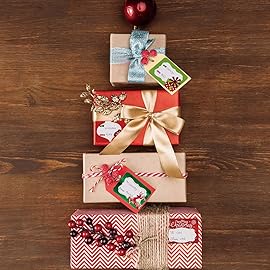 80-Count Foil Christmas Tag Stickers, 8 Jumbo Designs - Xmas to from Christmas Name Tags Write On Labels - Holiday Present Gift Labels