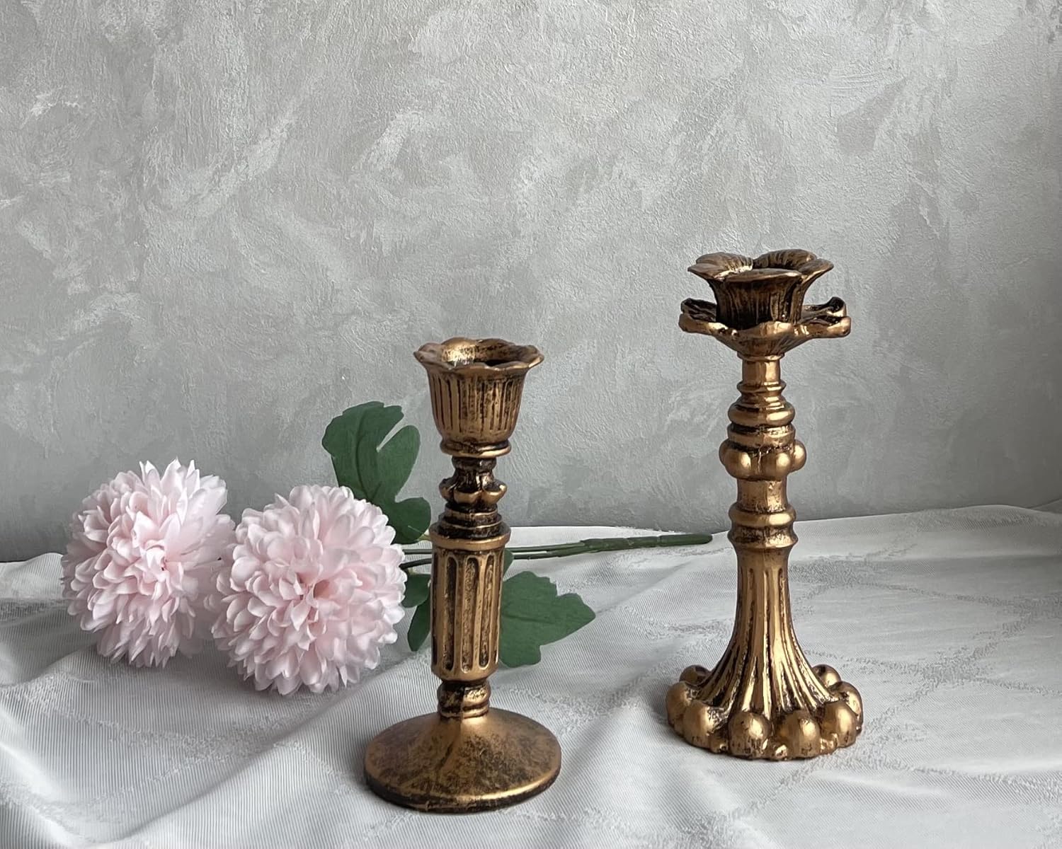 French Nostalgic Floral Resin Candle Holder Antique Bronze/Furniture Decoration/Retro Ornaments Candlestick (A) - Image 5
