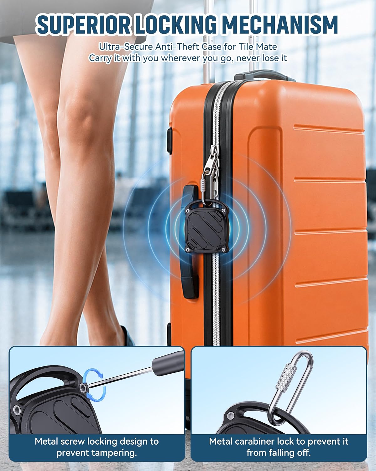 DDJ 4 Pack for Life360 Tile Mate 2024/2022 Case, IPX8 Waterproof Protective Holder for Tile Mate, Heavy Duty Anti-Loss Screw Lock Cover with Metal Carabiner for Keys, Luggage, Backpack & Pet Collar