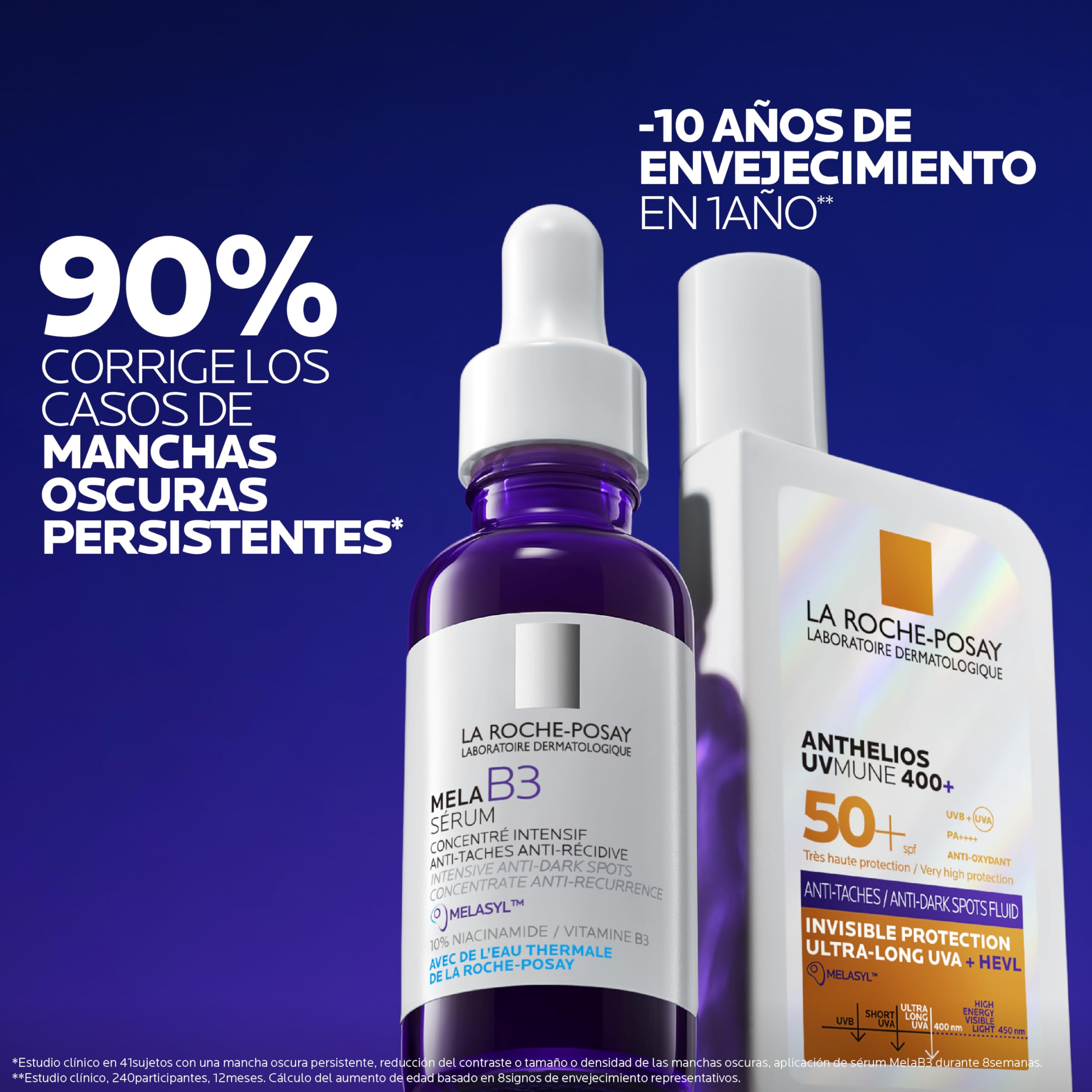 La Roche-Posay Protector Solar Anti-Manchas SPF 50+, Fórmula con Mexoryl 400, Fluido Invisible, Anthelios UV-MUNE 400, 50 ml