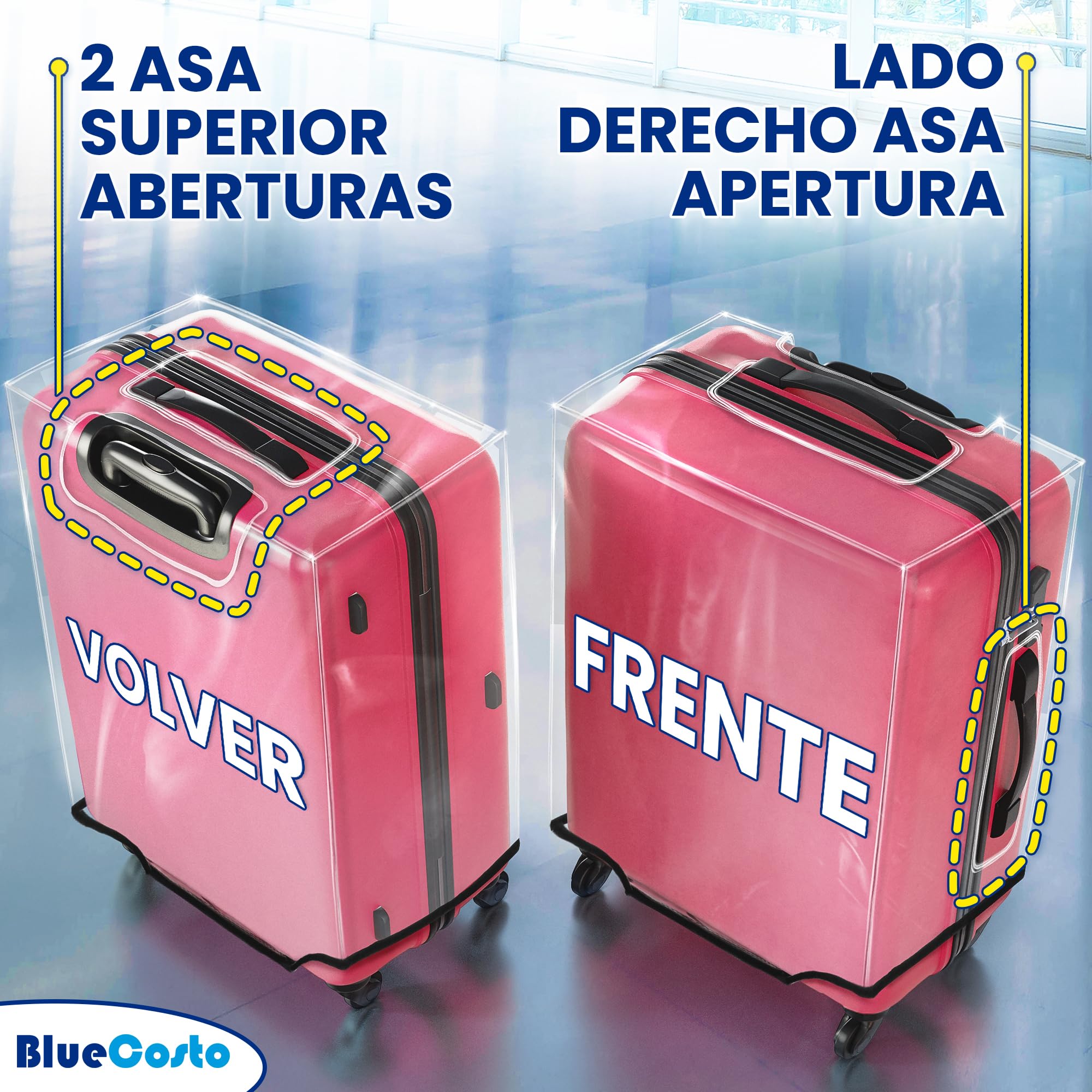 BlueCosto Funda para Maletas - Protector de Equipaje de PVC Transparente - Accesorio de Viaje de Primera Calidad para Proteger el Equipaje