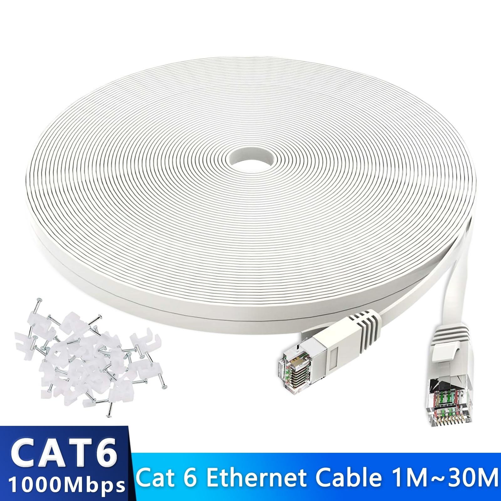 Cavo Ethernet Cat6 Cavo di rete Internet piatto lungo ad alta velocità Patch LAN Rj45 for cavo modem router Ethernet Cat 6(Black,15m)