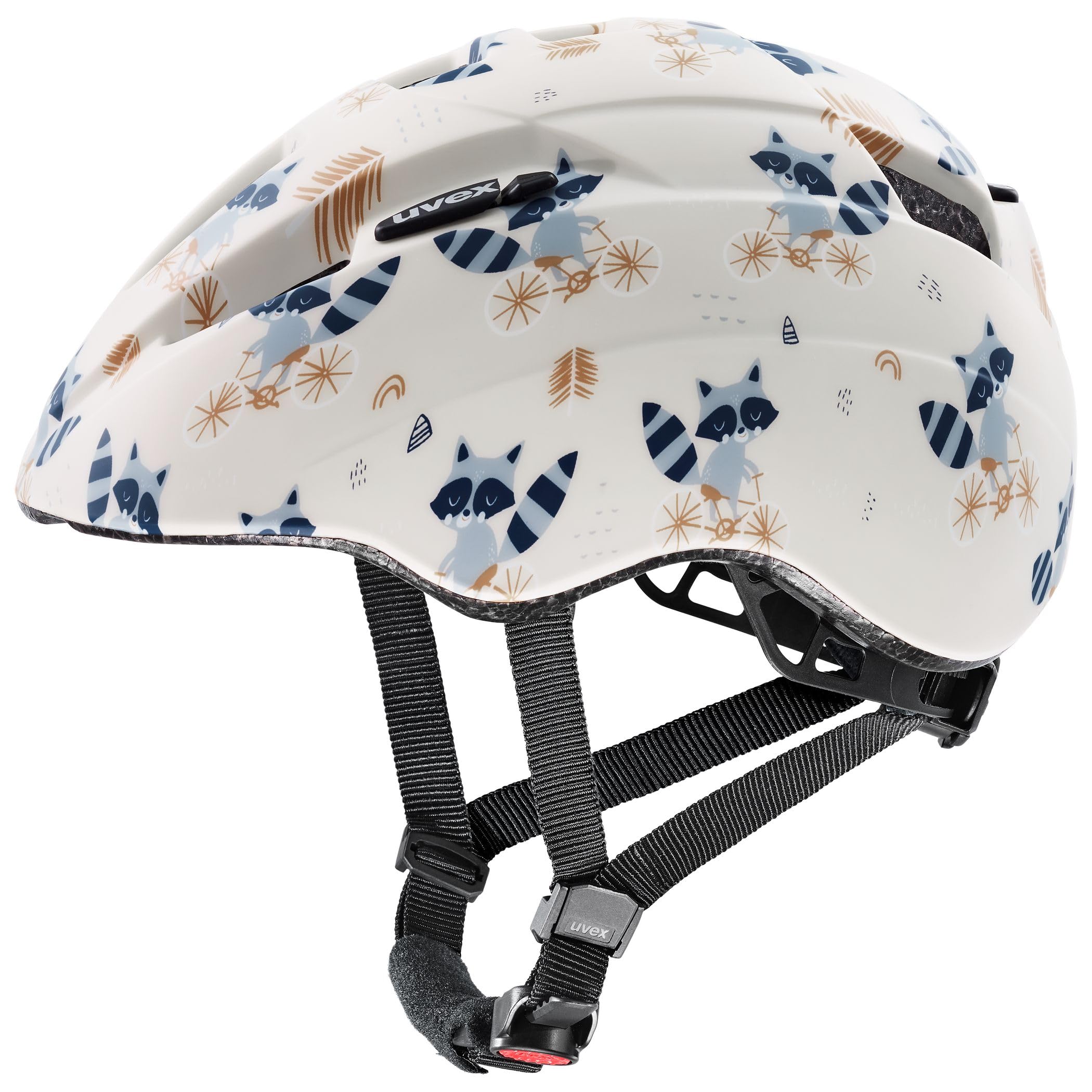 uvex kid 2 cc - lightweight bike helmet for kids - individual fit - upgradable with an LED light - raccoon matt - 46-52 cm