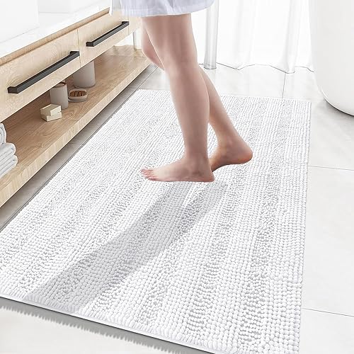 Miniatura 54 de Grandaily - Alfombras de baño de felpilla a rayas, extragruesas y absorbentes, antideslizantes, con fibras largas y suaves, lavables a máquina, para