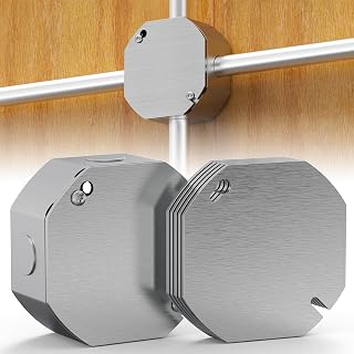 6Pcs Octagon Electrical Box Cover Plates, Junction Box Cover, Electric Box Cover Plate, Metal Electrical Box Cover, Galvanized Flat Blank Electric Box Cover for 4 Inch Octagonal/Square Electrical Box