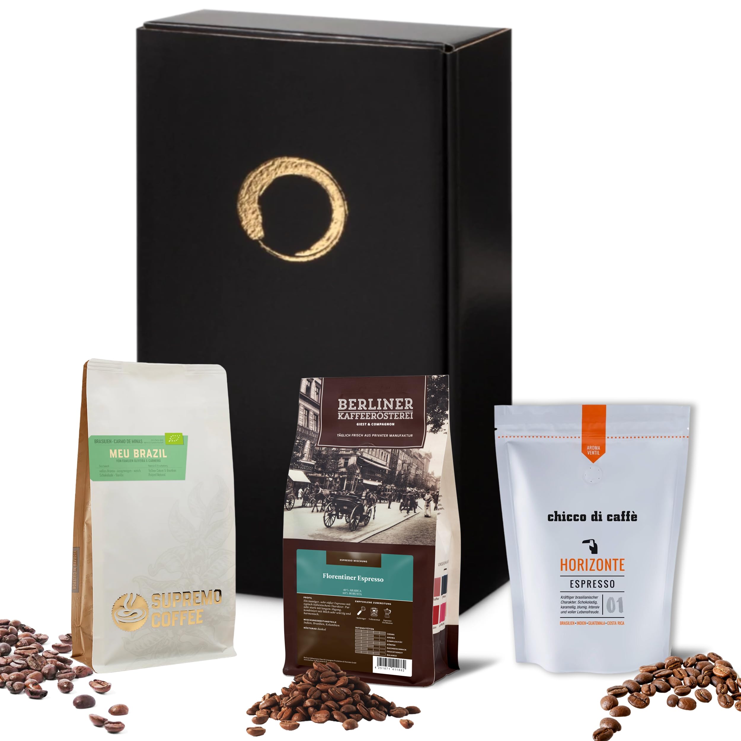 GUSTONE. Premium Espresso Geschenkset | 3 edle Espressi |