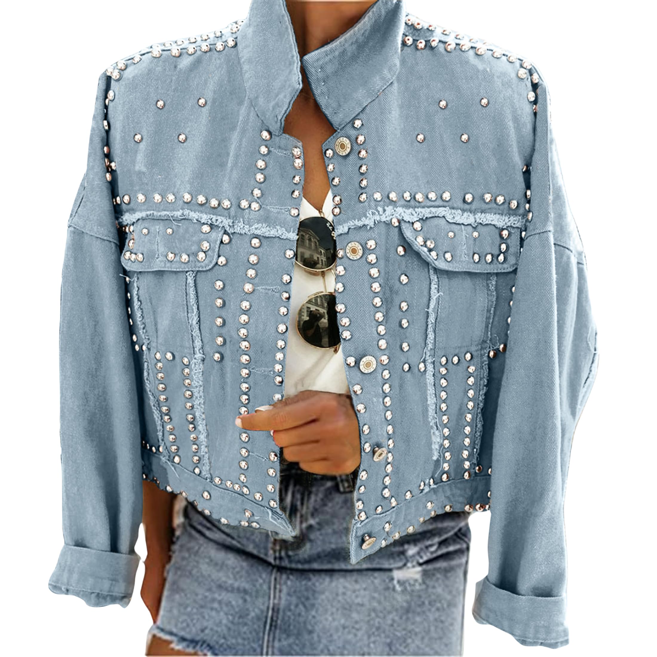 Omoone Rivet Studded Denim Jacket
