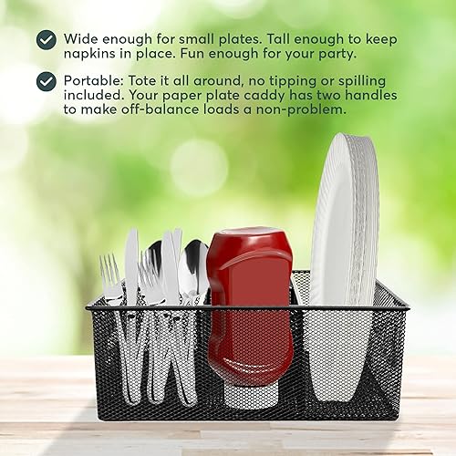 Miniatura 8 de Maypes Soporte para utensilios para fiestas, 4 ranuras para portadores de cubiertos, 1 soporte pequeño para platos de papel, 2 asas laterales,