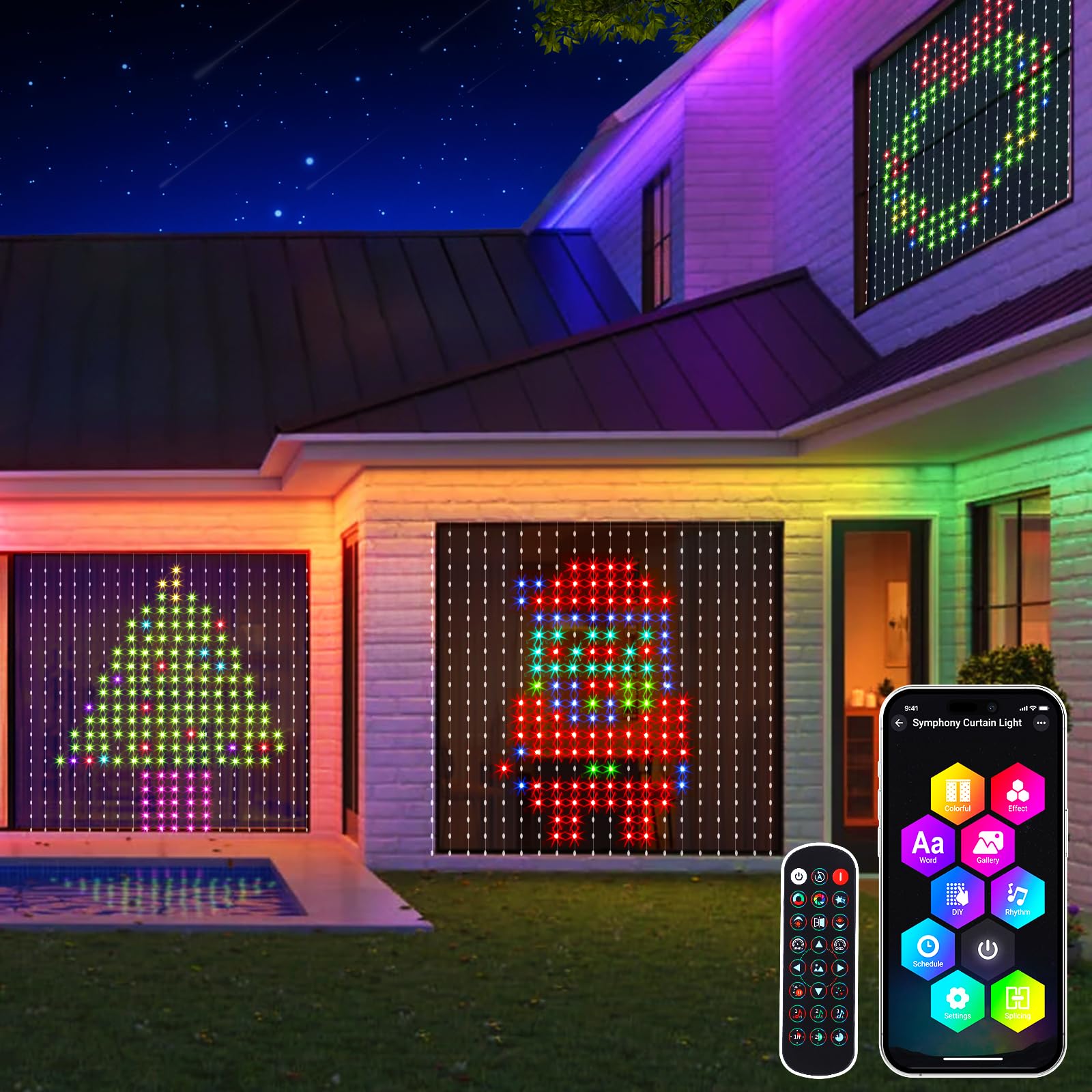 GlobaLink RGBIC Smart Curtain Lights, 2x2M 400LED Curtain Fairy Lights with App & 24-Key Remote