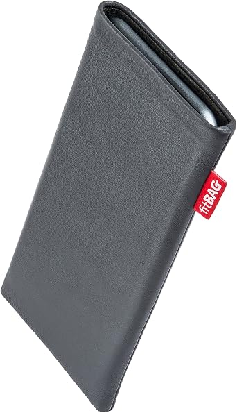fitBAG Beat Gray Custom Tailored Sleeve for Nokia E72. Fine Nappa Leather Pouch with Integrated Microfibre Lining for Display Cleaning