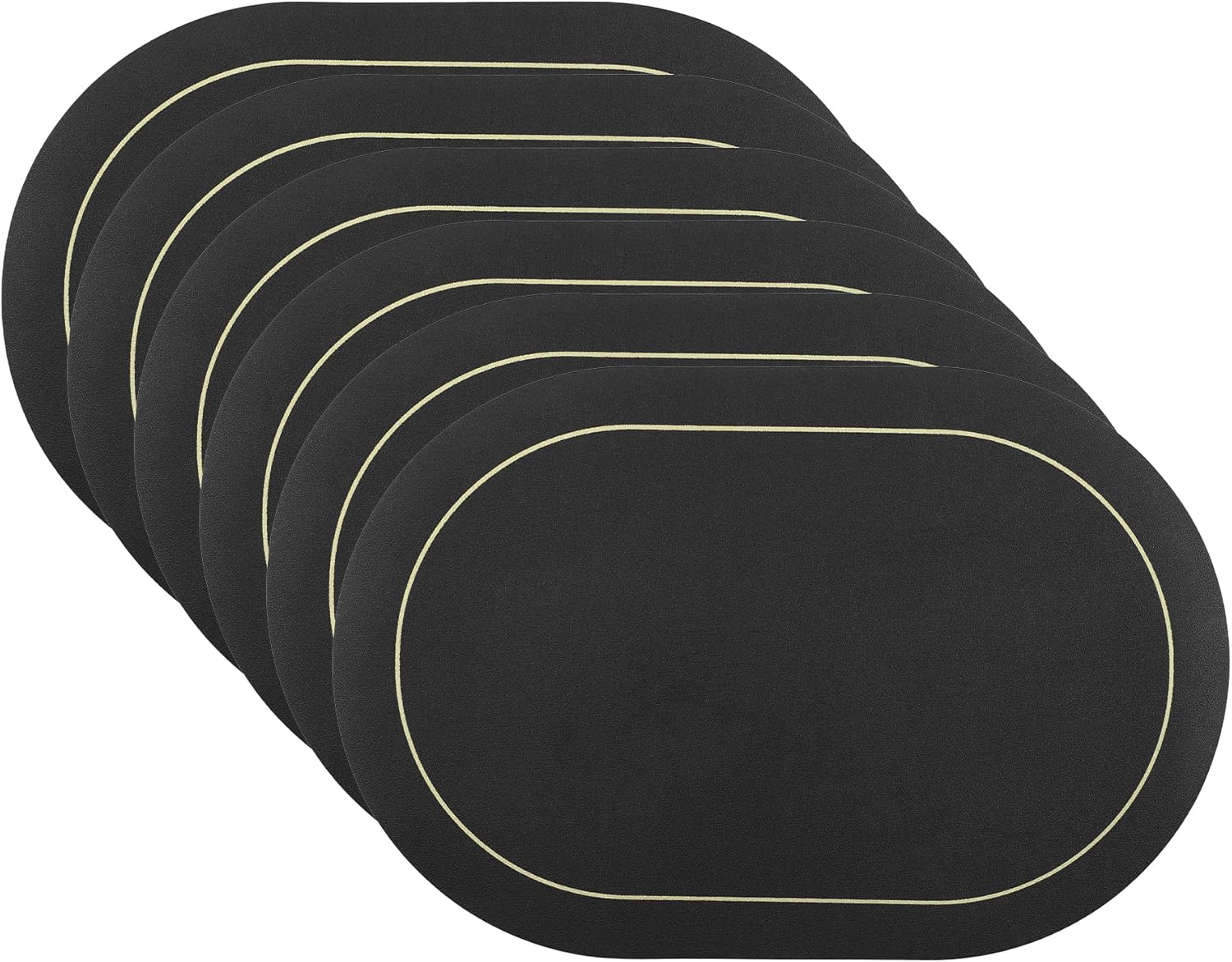 Set of 6 Placemats, Faux Leather Placemats for Kitchen Dining Table Decor, Washable Heat Resistant Table Placemats Wipeable Table Mat 18 * 12in Black