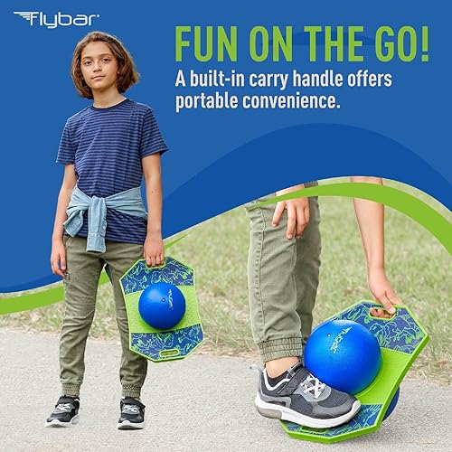 Miniatura 2 de Flybar Pogo - Pelota de truco para niños, tabla de rebote de equilibrio con cubierta antideslizante, bomba incluida, juguetes para interiores y
