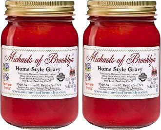 MICHAEL'S OF BROOKLYN Homestyle Gravy Tomato Sauce - Non-GMO, Gluten Free, Made with Italian Tomatoes, Fresh Basil, Garlic Onions, Olive Oil & Fresh Parsley Pasta Sauce - 16 oz (Pack of 2)