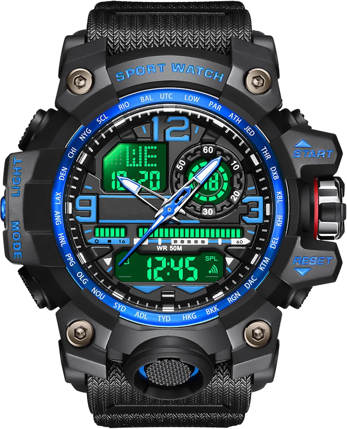 findtime Mens Tactical Watches for Men Military Watch Reloj Militar para Hombre Sports Outdoor Waterproof Digial Analog Alarm Stopwatch Big Face Wristwatch