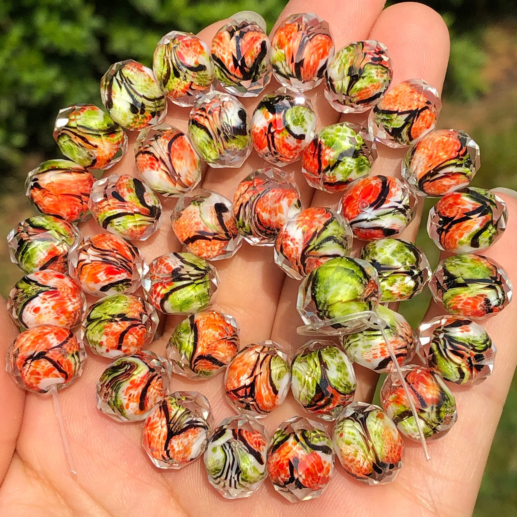 Collier De Perles Transparentes à Facettes - Style Murano - Différentes Tailles - Occasion - Bijou Élégant