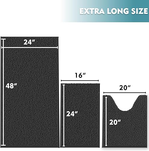 Miniatura 2 de RUN HELIX Alfombras de baño para baño, juego de 3 piezas, juego de alfombras de baño de felpilla, alfombra de baño antideslizante ultra suave y