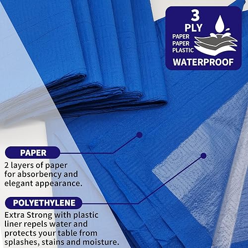 Miniatura 7 de Paquete de 6 manteles de papel, color rojo, paquete de 6 unidades, azul, papel de 3 capas y plástico, 54 x 108 pulgadas, mantel rectangular