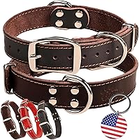 Vista 16 de ADITYNA Collar de cuero resistente para perros extra grandes, collar de cuero rojo suave y fuerte para razas XL