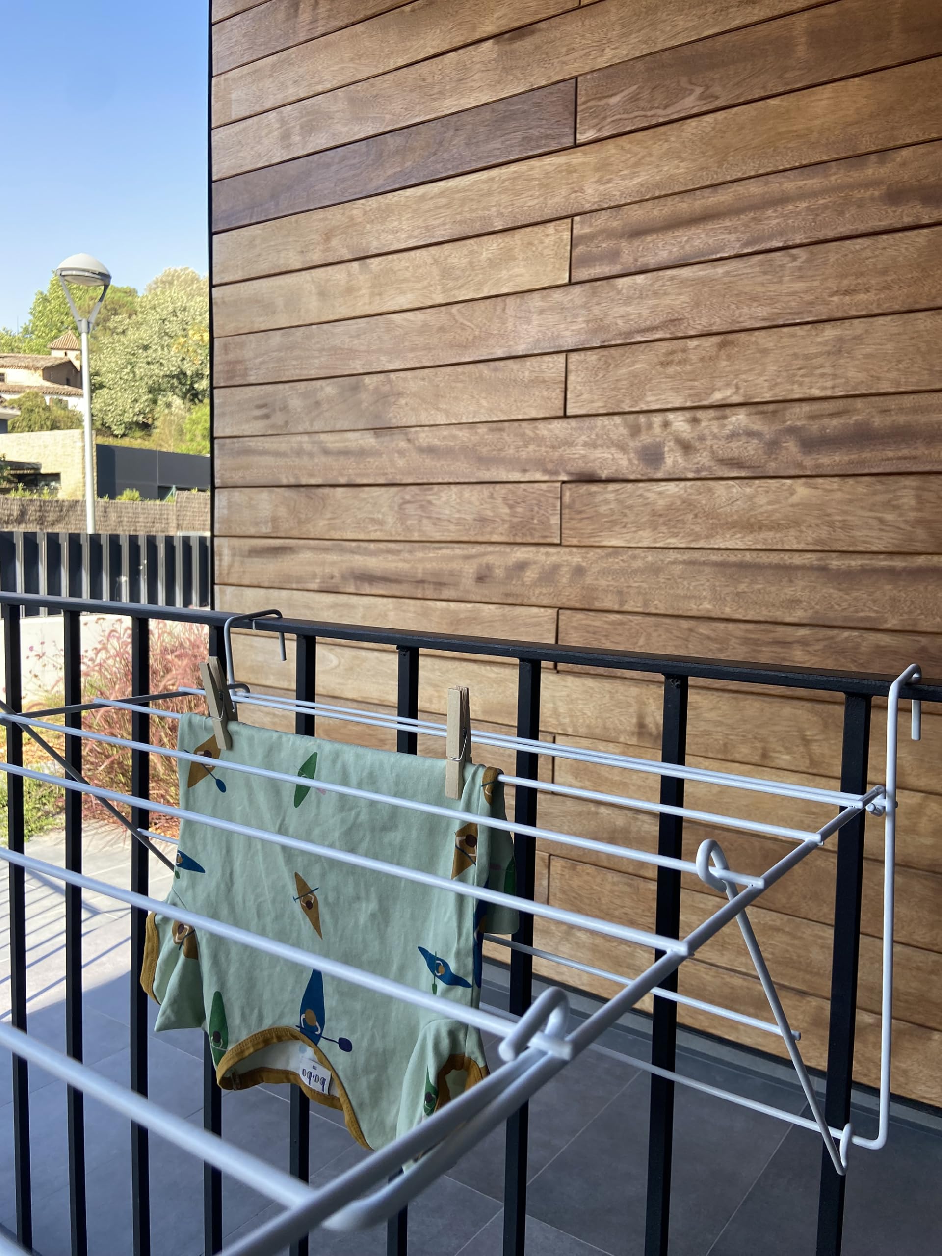 Sauvic Stendibiancheria da balcone estensibile acciaio plastificato bianco