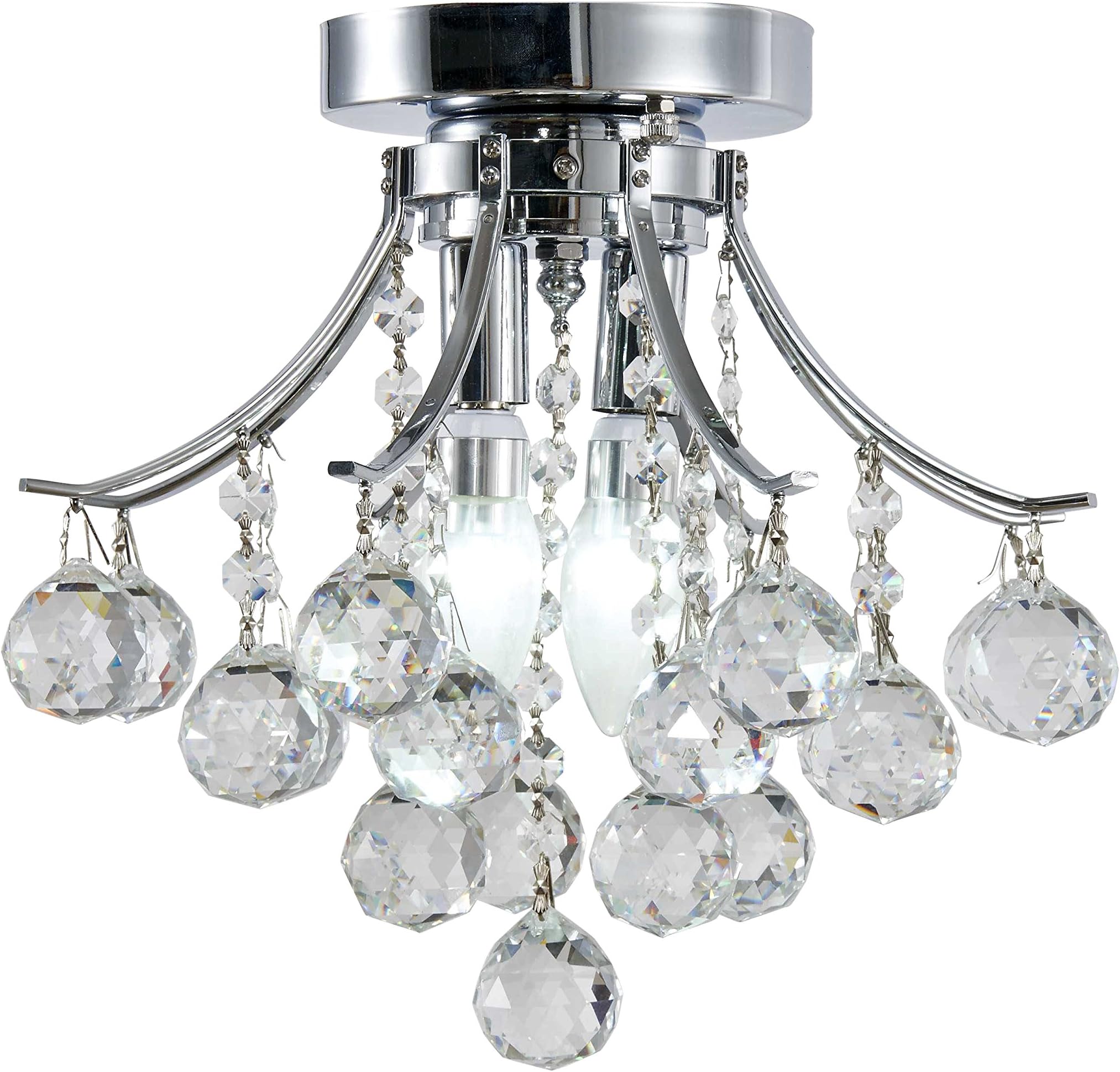 Broadway Silver Classic Crystal Chandeliers Modern Lamps Flush Mount Ceiling Fixture BL-CJJJ/D-L4 W16 X H16 Inch