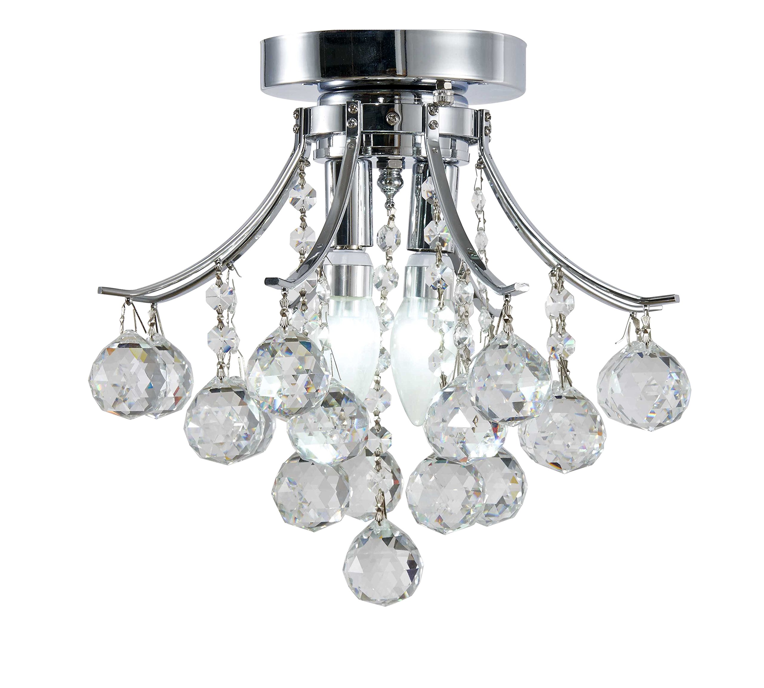Broadway Silver Classic Crystal Chandeliers Modern Lamps Flush Mount Ceiling Fixture BL-CJJJ/D-L4 W16 X H16 Inch