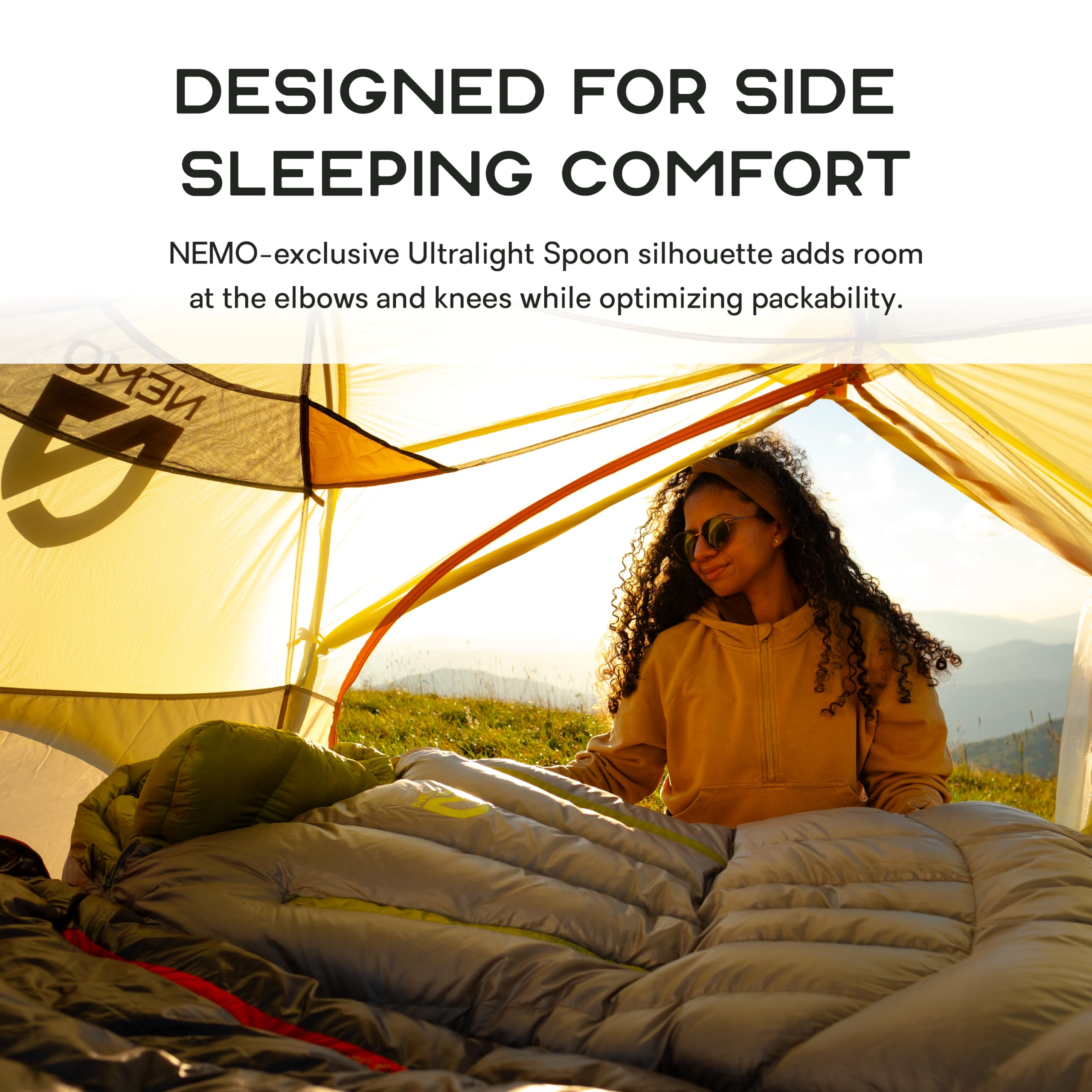 Riff Down Sleeping Bag | Men's & Women's, Ultralight, Spoon Shape, Side Sleeper, Backpacking