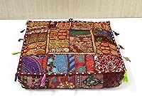 Vista 13 de CRAFT KALA Craft Kala - Funda de puf tradicional con diseño bordado indio, diseño de retazos, estilo otomano, para sala de estar