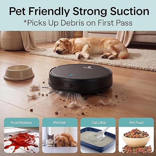 Miniatura 3 de SereneLife Robot aspirador automático y trapeador, edición Pro con batería mejorada, succión extrema, tanque de agua interno, control inteligente de