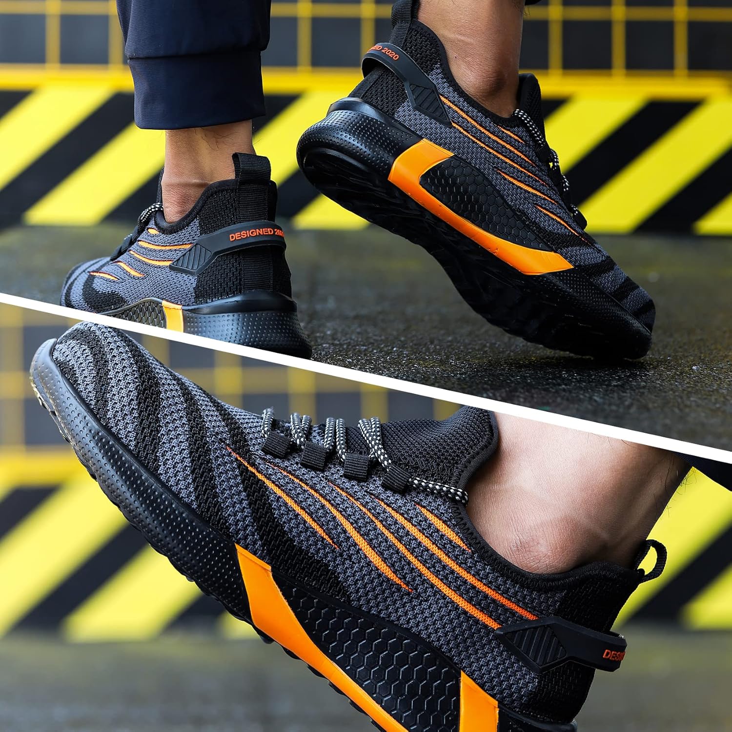 Kezhiho Steel Toe Shoes for Men Lightweight Breathable Comfortable Work Shoes Slip Resistant Puncture Proof Sneakers Indestructible Construction Industrial Safety Shoes (KZHUS02A-D0150143) - Image 6