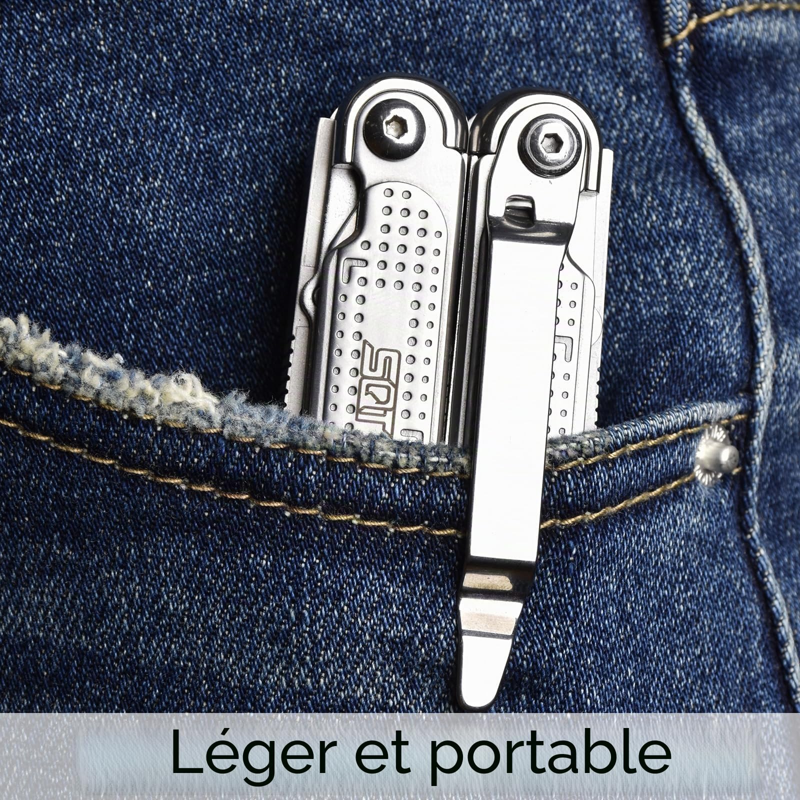 SQT 20 en 1 Outil Multifonction en Acier Inoxydable, Pince Multifonction avec Scie & Tournevis, Parfait pour Randonnée, Réparation et bricoler, Cadeau Papa Cadeau Homme, étui nylon inclus, 2048