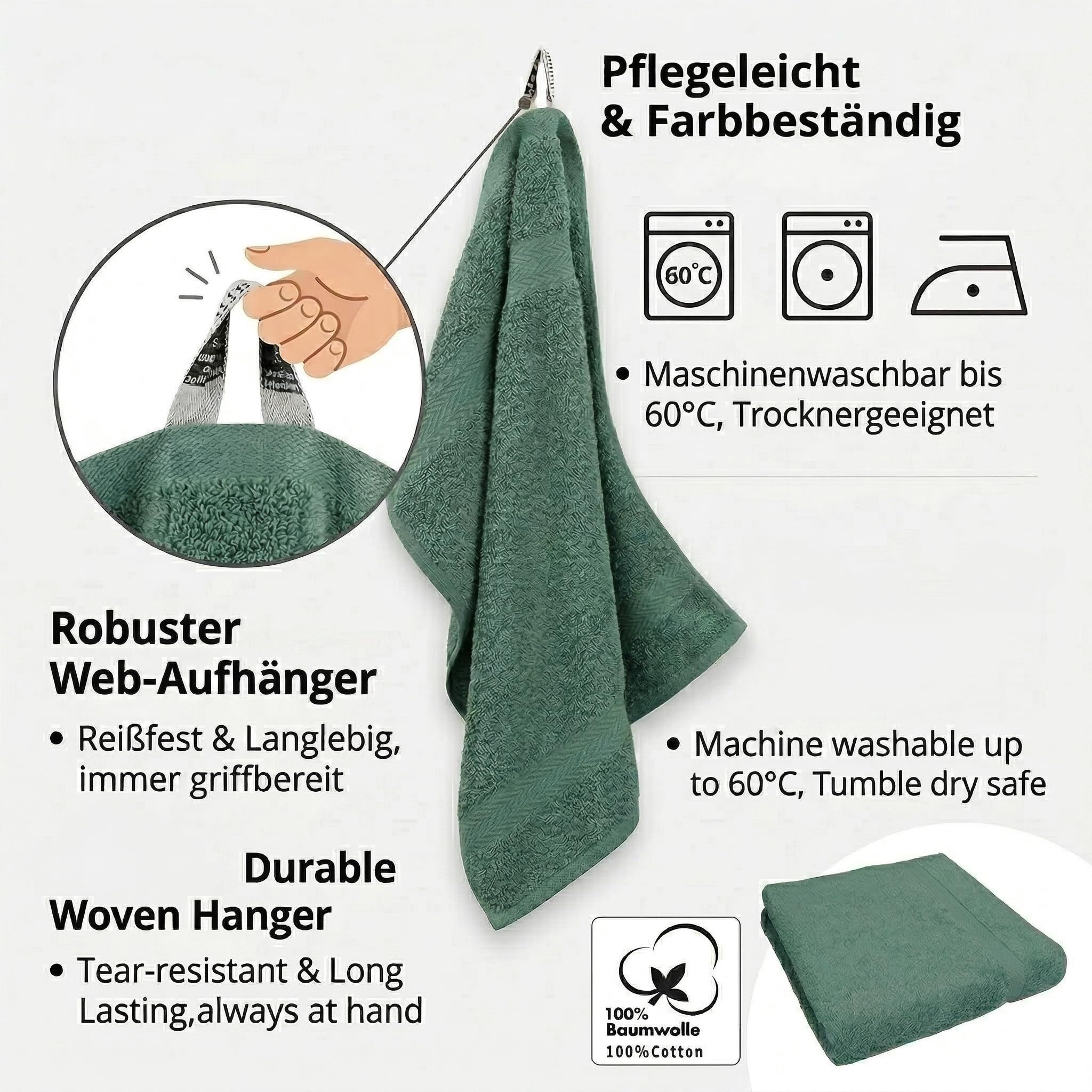 Betz 2 Stück Duschtücher Premium – großes Frottee Duschtuch 70x140 cm aus 100% Baumwolle – saugstark & weich – hochwertiges, pflegeleichtes Handtuch für Damen & Herren Farbe tannengrün