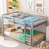 Anwick Twin Over Twin Low Bunk Bed with Stairs and Rails, Wooden Bunk Beds Frame with Safety Guardrail and Slats for Toddlers, Kids, Teens, Boys, Girls, Noise-Free Grey, Bunk