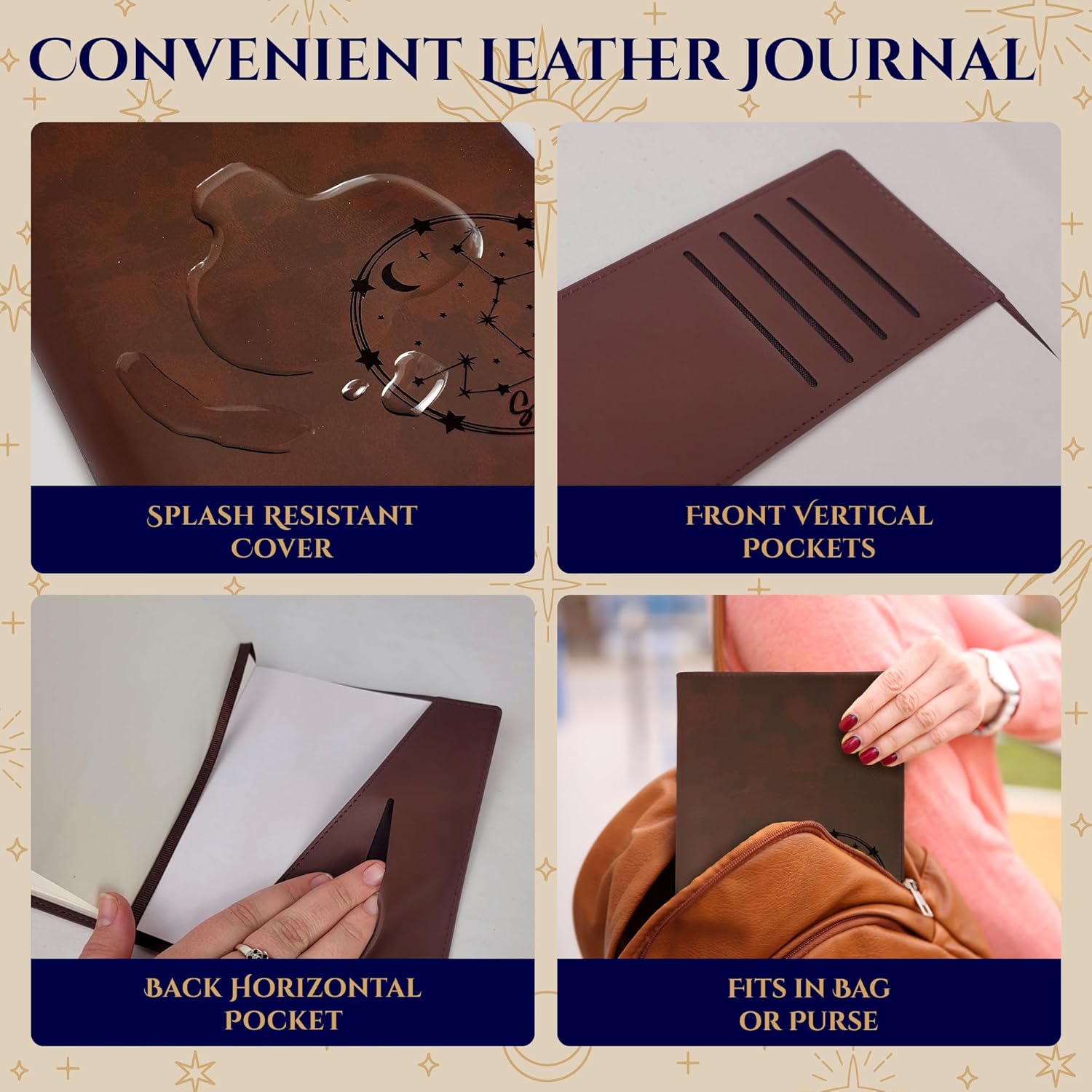 Scorpio Leather Journal - 300 Lined Refillable Pages with Laser Engraved Vegan Leather Cover