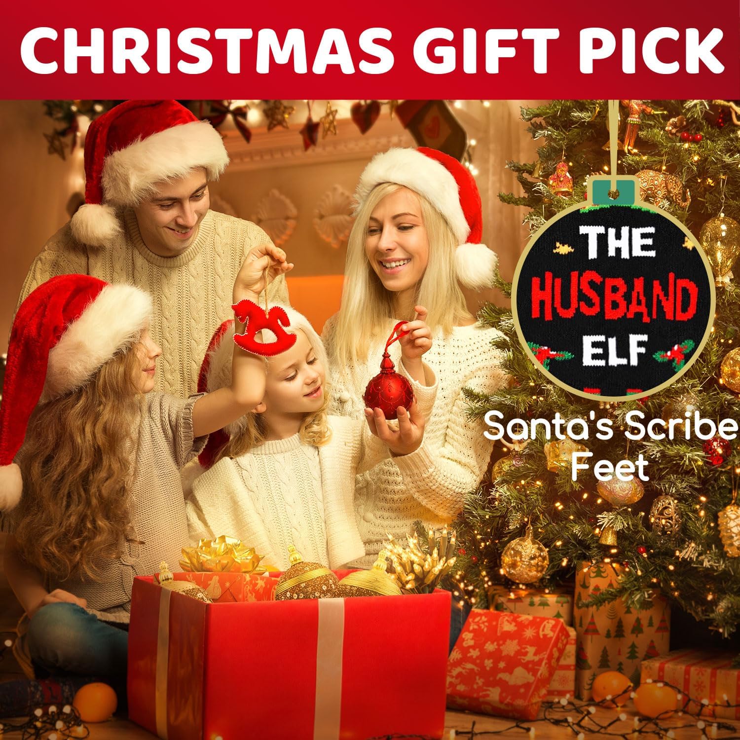 HAPPYPOP Christmas Gifts for Men - Secret Santa Socks Xmas Stocking Stuffers for Him Green - Image 5