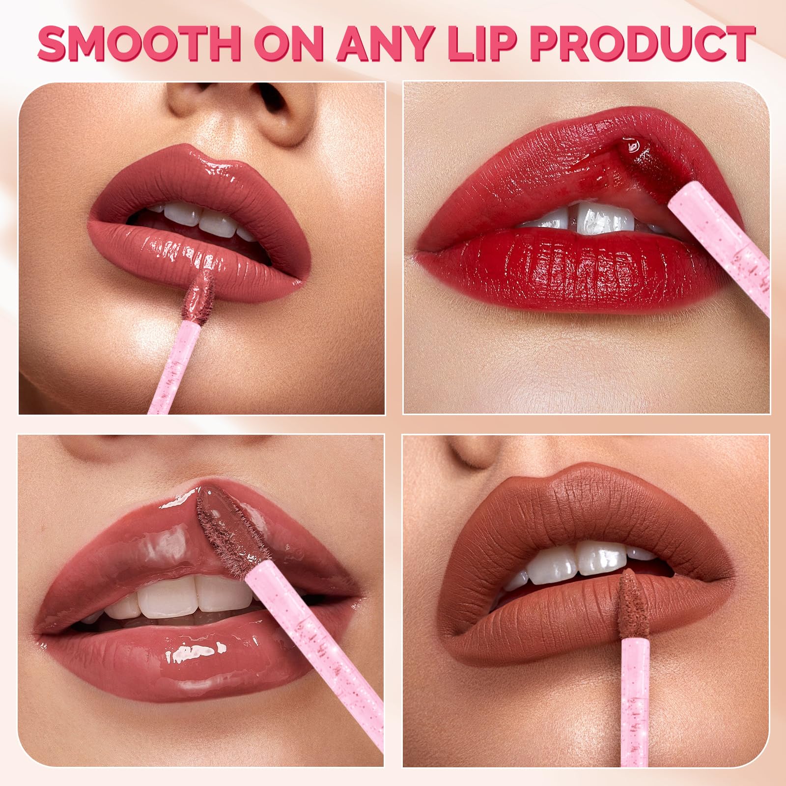 300 pennelli monouso per labbra, micro applicatore, pennelli per rossetto, colore nero, rossetto (rosa)