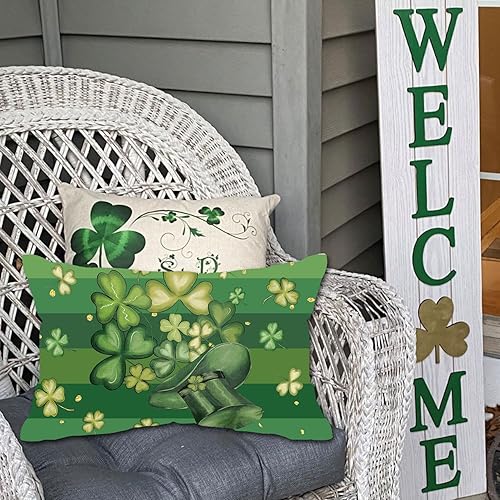 Miniatura 10 de Fundas de almohada del Día de San Patricio de 12 x 20 pulgadas, diseño de árbol de trébol irlandés rústico irlandés, fundas de almohada decorativas