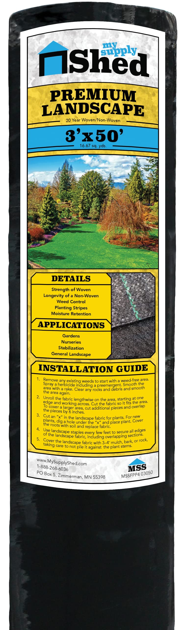 Premium Landscape Fabric by My Supply Shed (4oz, 3'x50')