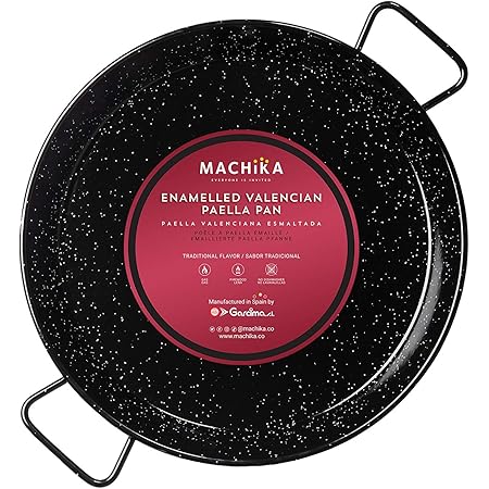 Machika Enameled Steel Skillet, Non Stick Paella Pan, Perfect for Camping and Outdoor Cooking, Rust Proof Coating 18 inch (46 cm)