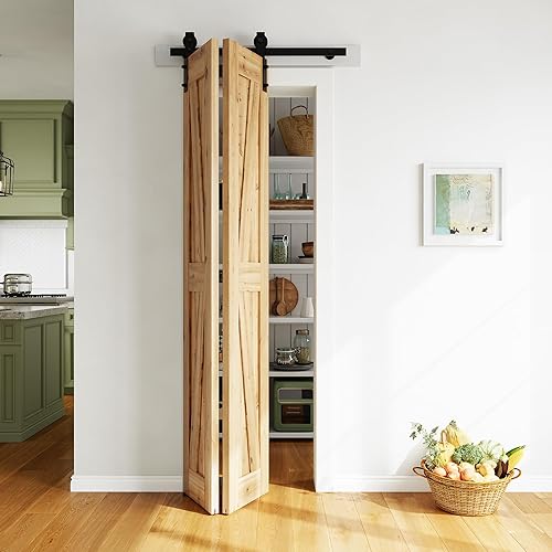 Miniatura 2 de SMARTSTANDARD Kit de herrajes para puertas corredizas de granero plegables de 3 pies36 pulgadas, herrajes para puerta de granero plegables