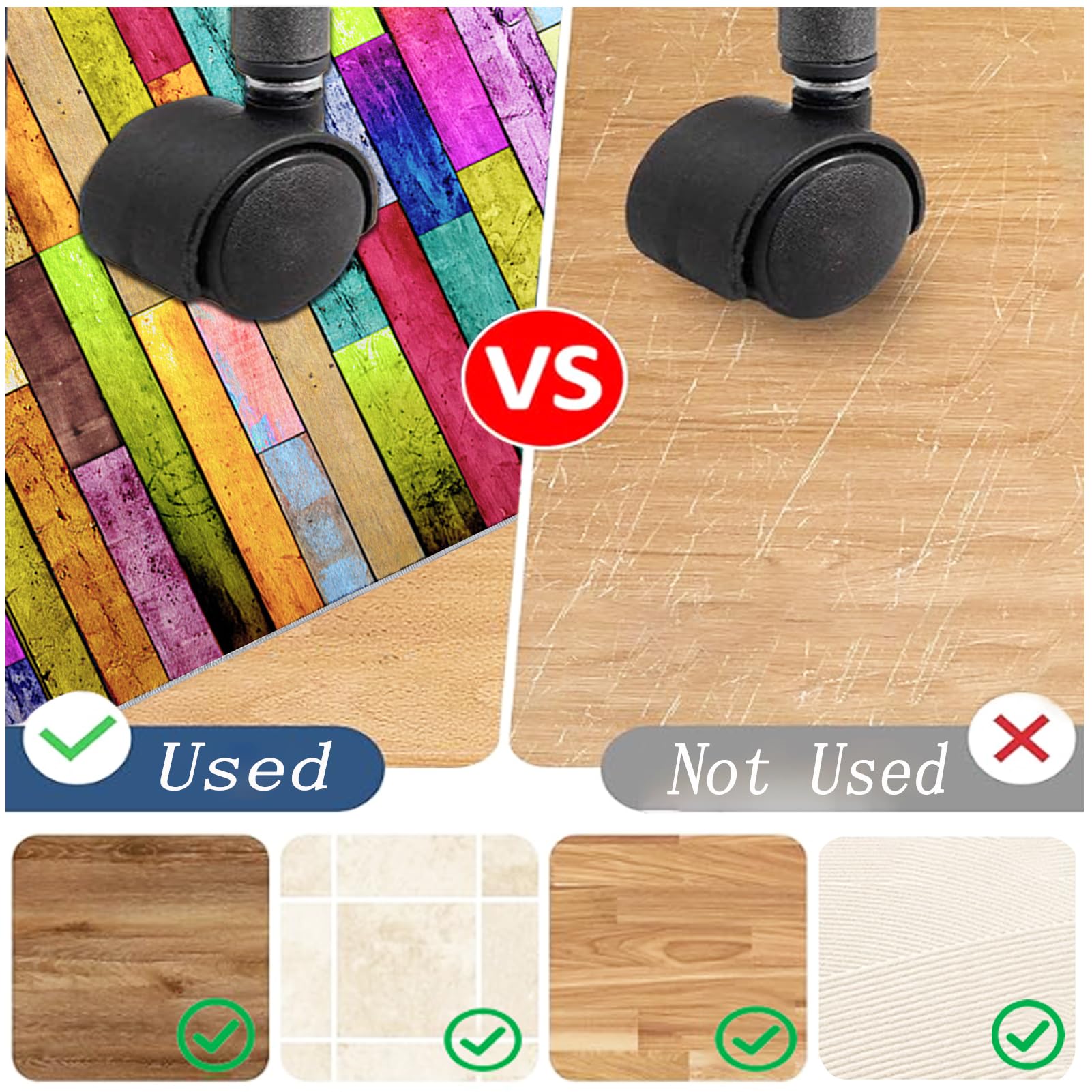 Alfombra para Silla de Oficina, 110 x 160 cm Alfombra Silla Escritorio Antideslizante Alfombrilla para Silla para Suelos Duros para Oficina Alfombra Suelo Gaming Protector Suelo Silla Ruedas