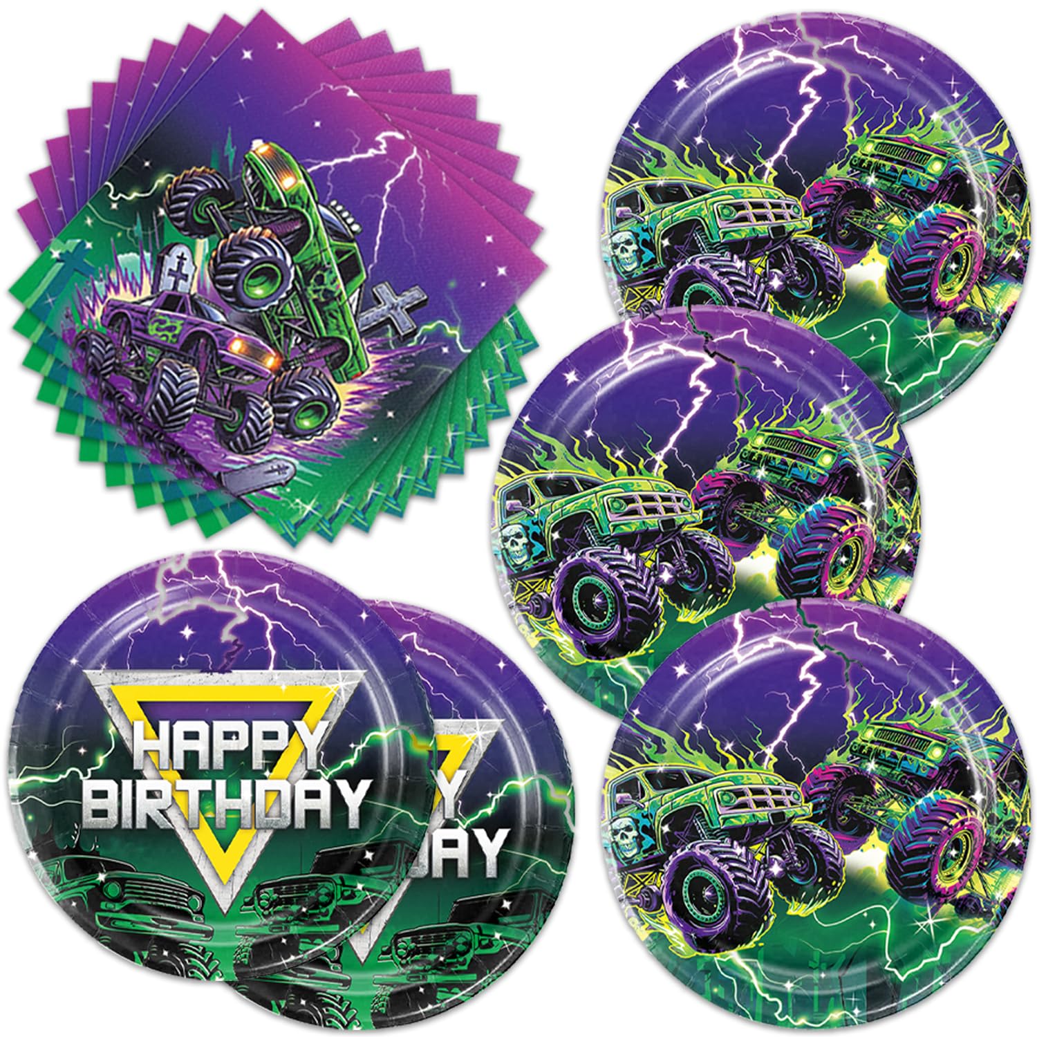 40pcs Trucks Party Supplies Trucks Birthday Party Decorations Plates and Napkins for 20 Guests Trucks Theme Party for Boys